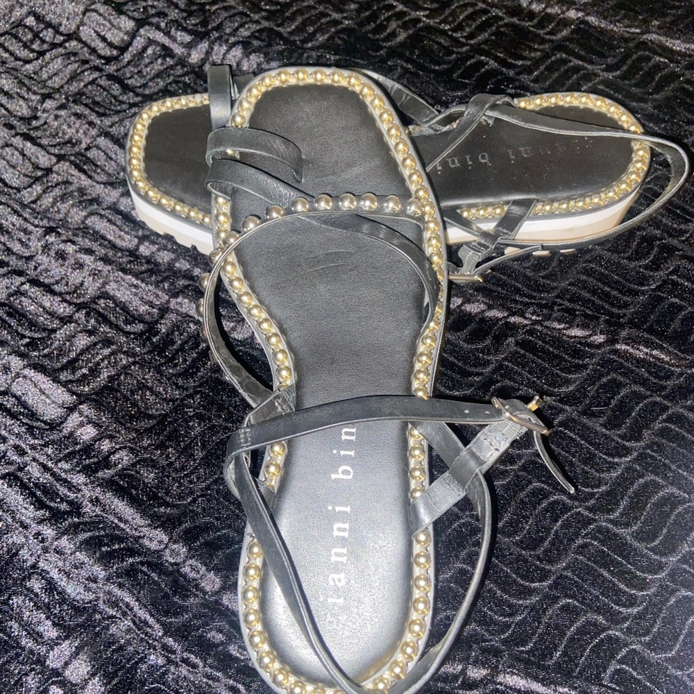 Gianni Bini Black and Gold Sandals - Picture 3 of 4
